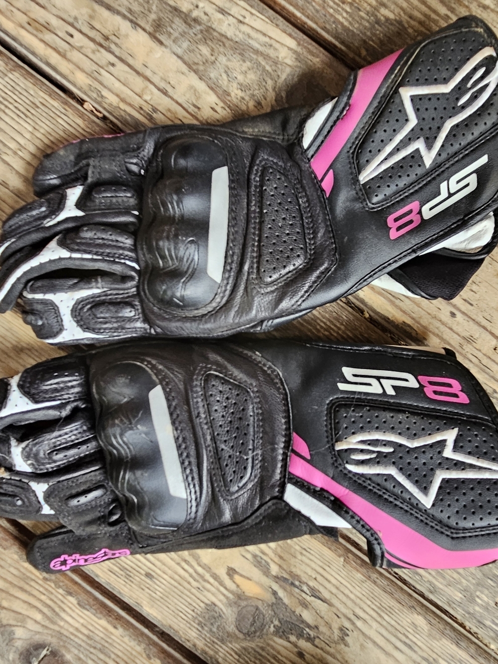 Alpinestars Black Motorcycle Glove Interior with White Care Label